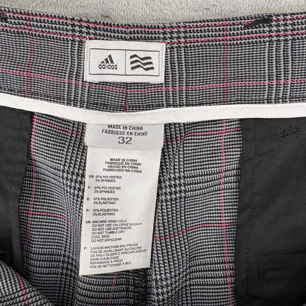Adidas Golf Shorts Mens 32 (Fits 32x10.5) Grey Pink Plaid‎ Performance Athletic